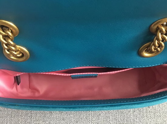 Gucci GG Marmont Velvet Mini Bag in Petrol Blue Velvet