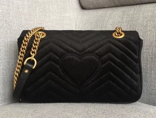 Gucci GG Marmont Velvet Shoulder Bag in Black with Embroidered Sequins and Crystals