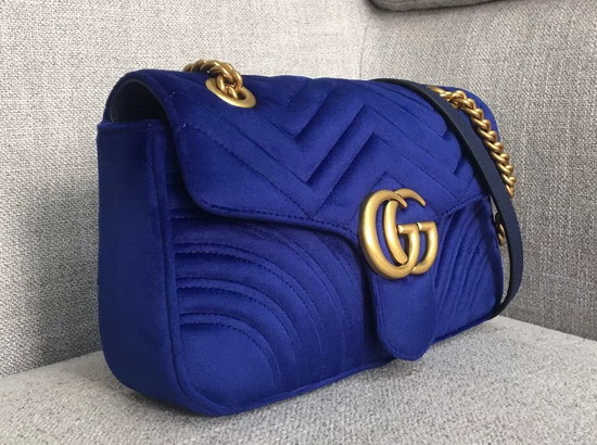 Gucci GG Marmont Velvet Shoulder Bag in Cobalt Blue Velvet