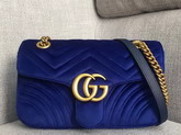 Gucci GG Marmont Velvet Shoulder Bag in Cobalt Blue Velvet