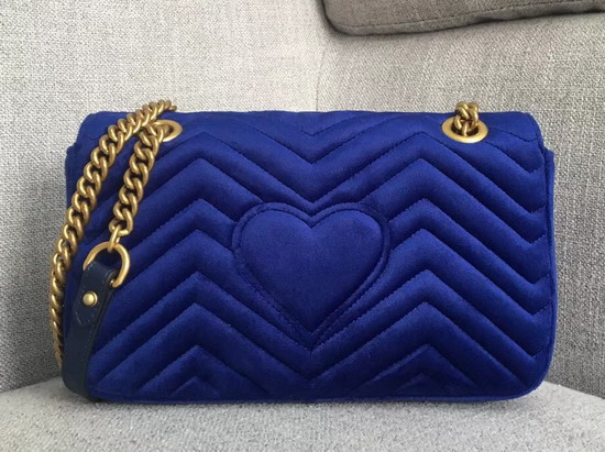 Gucci GG Marmont Velvet Shoulder Bag in Cobalt Blue Velvet