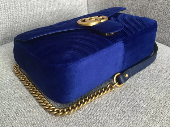 Gucci GG Marmont Velvet Shoulder Bag in Cobalt Blue Velvet