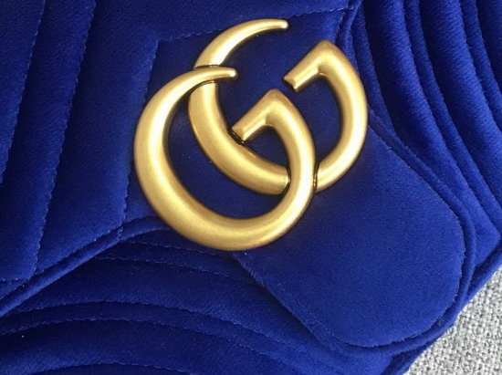 Gucci GG Marmont Velvet Shoulder Bag in Cobalt Blue Velvet