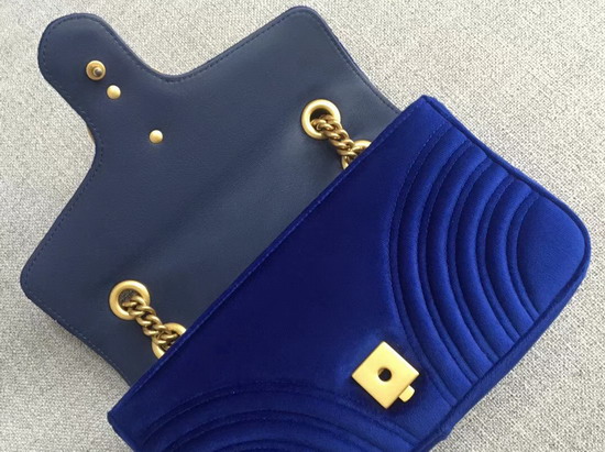 Gucci GG Marmont Velvet Shoulder Bag in Cobalt Blue Velvet