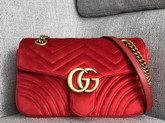 Gucci GG Marmont Velvet Shoulder Bag in Hibiscus Red Velvet