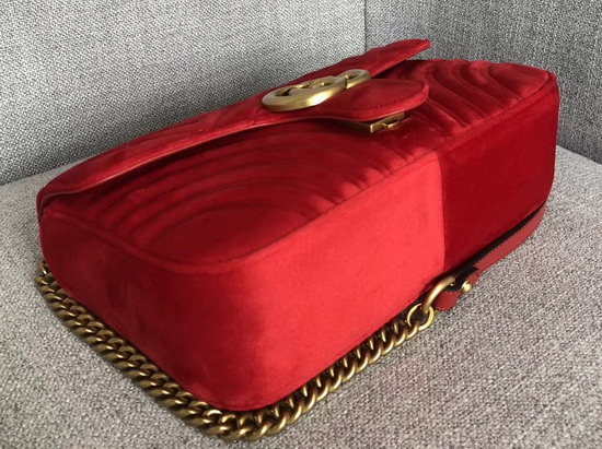 Gucci GG Marmont Velvet Shoulder Bag in Hibiscus Red Velvet