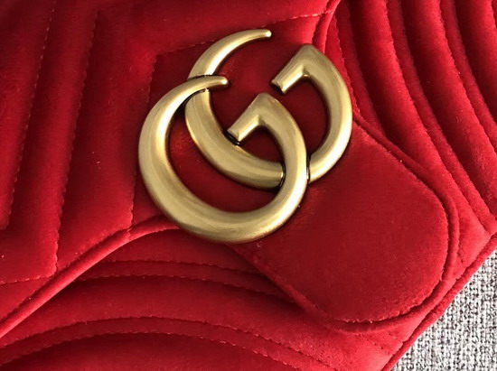 Gucci GG Marmont Velvet Shoulder Bag in Hibiscus Red Velvet