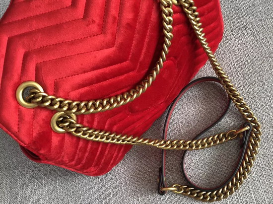 Gucci GG Marmont Velvet Shoulder Bag in Hibiscus Red Velvet