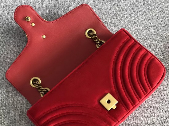 Gucci GG Marmont Velvet Shoulder Bag in Hibiscus Red Velvet