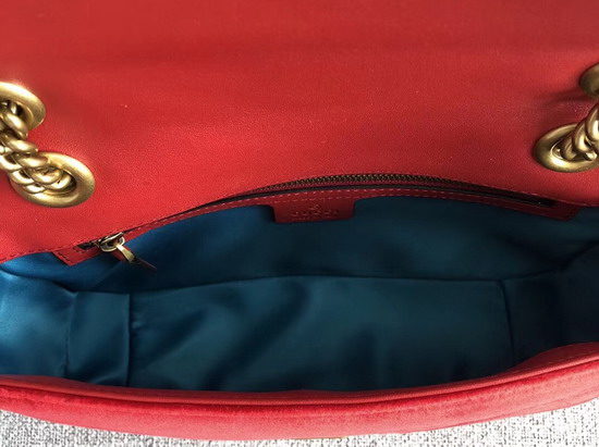 Gucci GG Marmont Velvet Shoulder Bag in Hibiscus Red Velvet