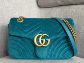 Gucci GG Marmont Velvet Shoulder Bag in Petrol Blue Velvet