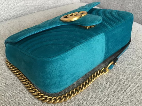 Gucci GG Marmont Velvet Shoulder Bag in Petrol Blue Velvet