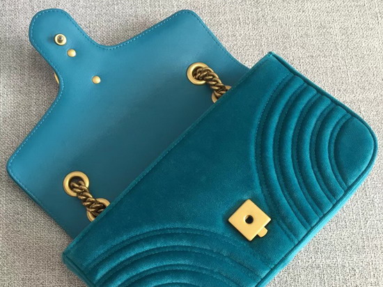 Gucci GG Marmont Velvet Shoulder Bag in Petrol Blue Velvet