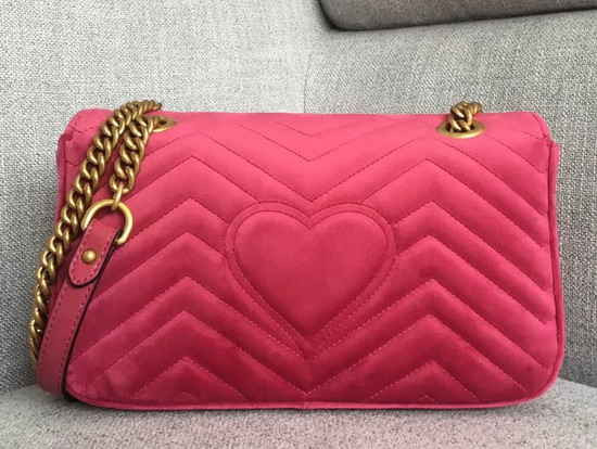 Gucci GG Marmont Velvet Shoulder Bag in Pink with Embroidered Sequins and Crystals