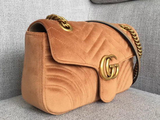 Gucci GG Marmont Velvet Shoulder Bag in Taupe Velvet