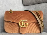 Gucci GG Marmont Velvet Shoulder Bag in Taupe Velvet