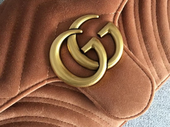 Gucci GG Marmont Velvet Shoulder Bag in Taupe Velvet