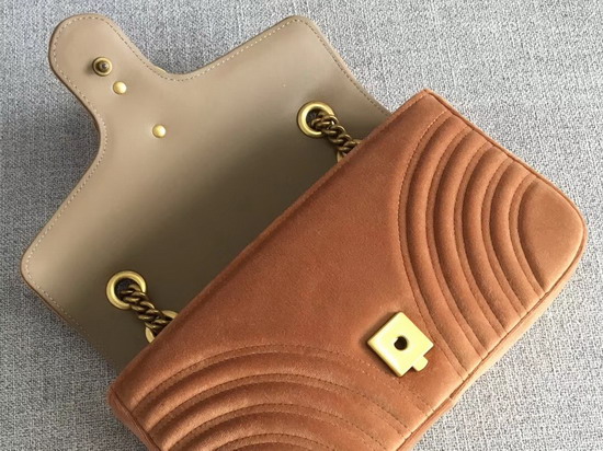 Gucci GG Marmont Velvet Shoulder Bag in Taupe Velvet