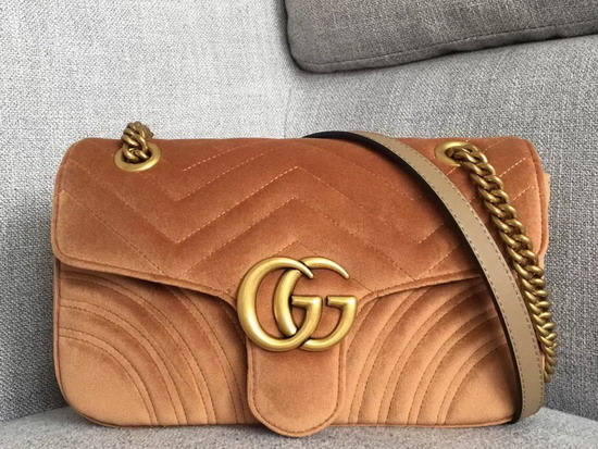 Gucci GG Marmont Velvet Shoulder Bag in Taupe Velvet