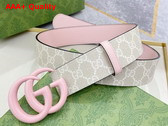 Gucci GG Marmont Wide Belt Beige and White GG Supreme Canvas with Pale Pink Leather Details 400593 Replica