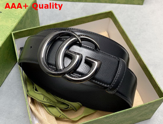 Gucci GG Marmont Wide Belt Black Leather Black Resin Hardware 400593 Replica