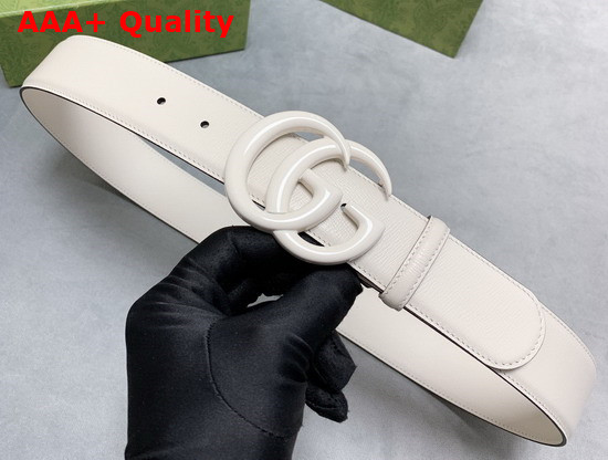 Gucci GG Marmont Wide Belt White Leather White Resin Hardware 400593 Replica