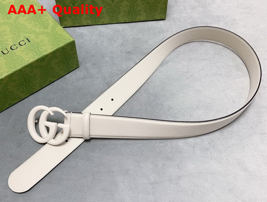 Gucci GG Marmont Wide Belt White Leather White Resin Hardware 400593 Replica