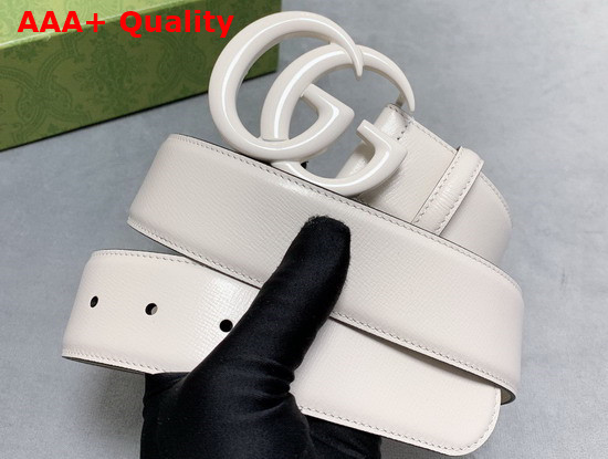 Gucci GG Marmont Wide Belt White Leather White Resin Hardware 400593 Replica