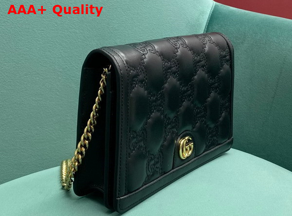 Gucci GG Matelasse Chain Wallet in Black GG Matelasse Leather Leather 723787 Replica