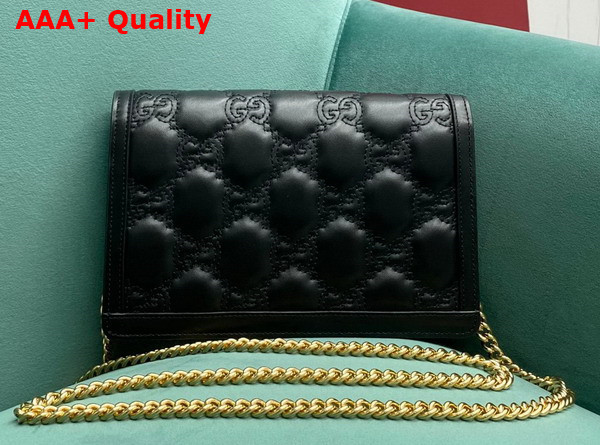 Gucci GG Matelasse Chain Wallet in Black GG Matelasse Leather Leather 723787 Replica