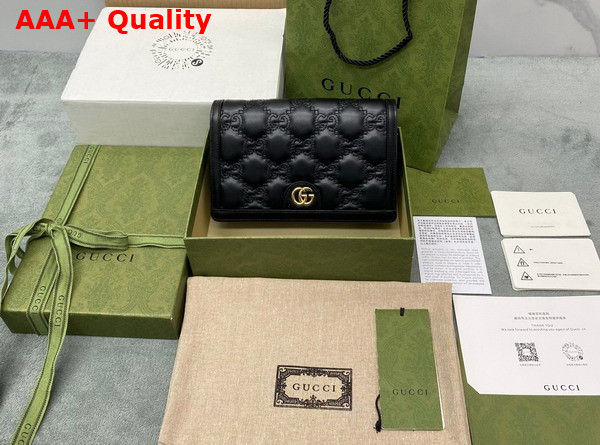 Gucci GG Matelasse Chain Wallet in Black GG Matelasse Leather Leather 723787 Replica