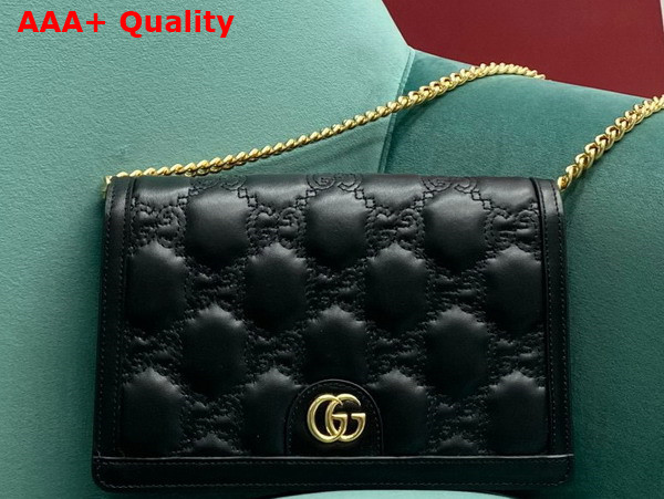 Gucci GG Matelasse Chain Wallet in Black GG Matelasse Leather Leather 723787 Replica