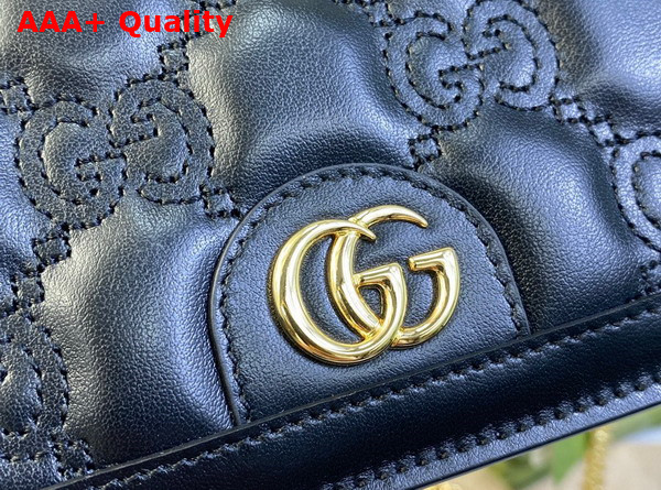 Gucci GG Matelasse Chain Wallet in Black Leather 723787 Replica