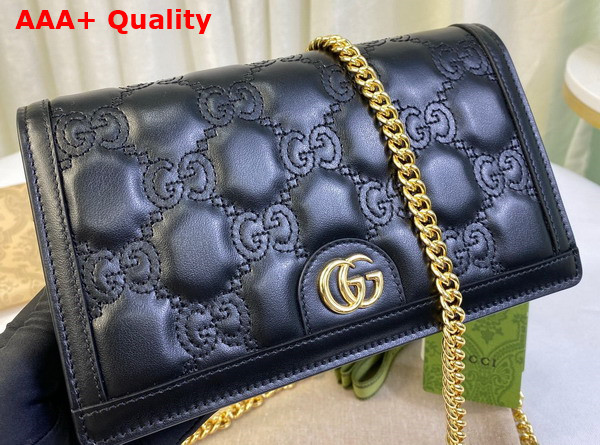 Gucci GG Matelasse Chain Wallet in Black Leather 723787 Replica