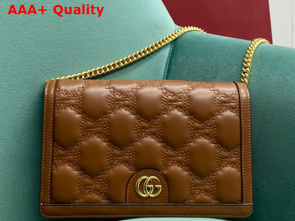 Gucci GG Matelasse Chain Wallet in Brown GG Matelasse Leather Leather 723787 Replica