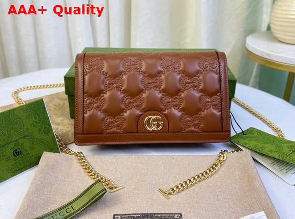 Gucci GG Matelasse Chain Wallet in Brown Leather 723787 Replica