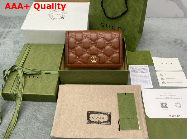 Gucci GG Matelasse Chain Wallet in Brown Leather 723787 Replica