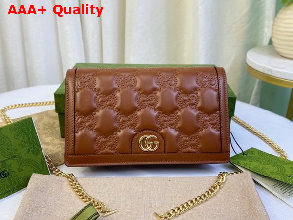 Gucci GG Matelasse Chain Wallet in Brown Leather 723787 Replica