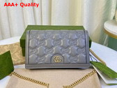 Gucci GG Matelasse Chain Wallet in Light Grey Leather 723787 Replica