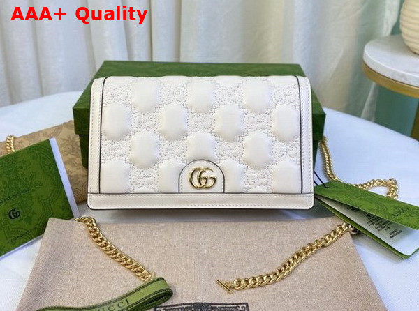 Gucci GG Matelasse Chain Wallet in White Leather 723787 Replica