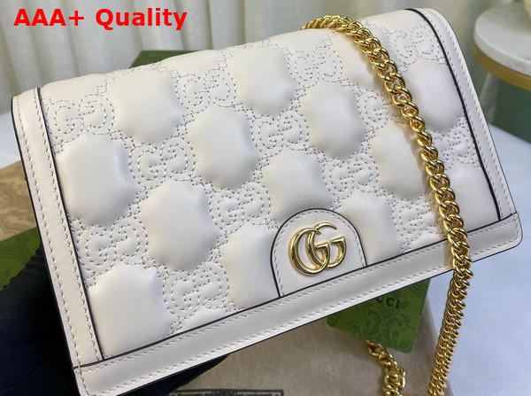 Gucci GG Matelasse Chain Wallet in White Leather 723787 Replica