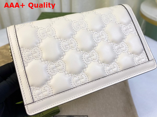 Gucci GG Matelasse Chain Wallet in White Leather 723787 Replica