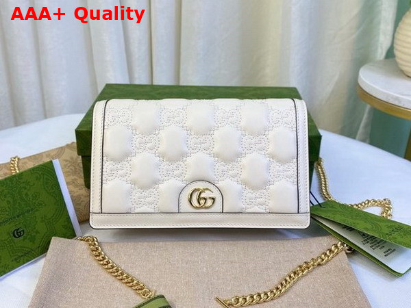 Gucci GG Matelasse Chain Wallet in White Leather 723787 Replica