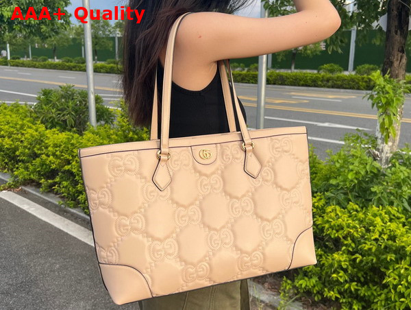 Gucci GG Matelasse Leather Medium Tote in Beige 631685 Replica