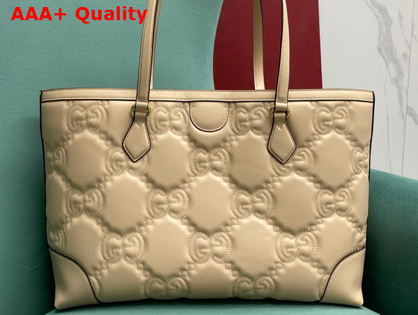 Gucci GG Matelasse Leather Medium Tote in Beige 631685 Replica