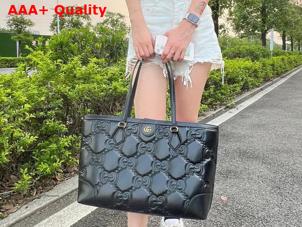 Gucci GG Matelasse Leather Medium Tote in Black 631685 Replica