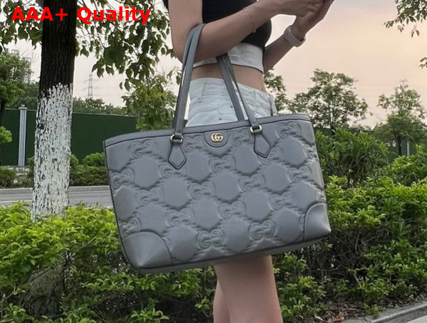 Gucci GG Matelasse Leather Medium Tote in Dusty Grey 631685 Replica