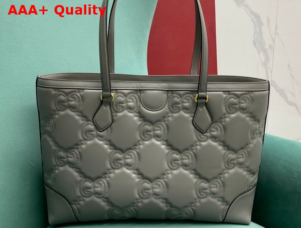 Gucci GG Matelasse Leather Medium Tote in Dusty Grey 631685 Replica