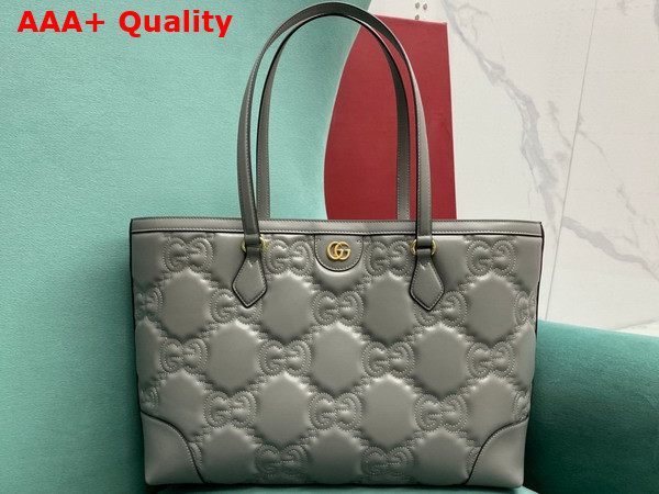 Gucci GG Matelasse Leather Medium Tote in Dusty Grey 631685 Replica