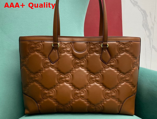 Gucci GG Matelasse Leather Medium Tote in Light Brown 631685 Replica